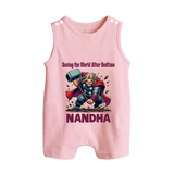  Bedtime World Saver Button Romper - BABY PINK - New Born (Chest 18")