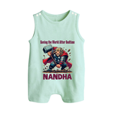 Bedtime World Saver Button Romper - MINT GREEN - New Born (Chest 18")