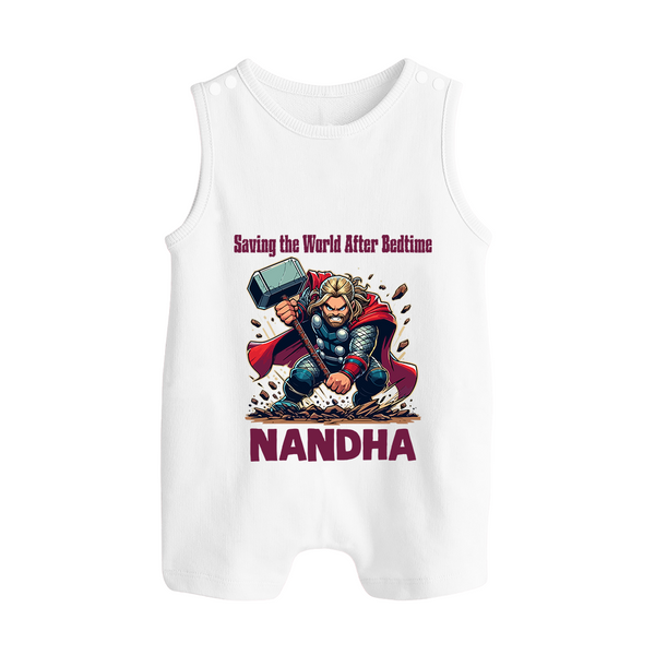  Bedtime World Saver Button Romper - WHITE - New Born (Chest 18")