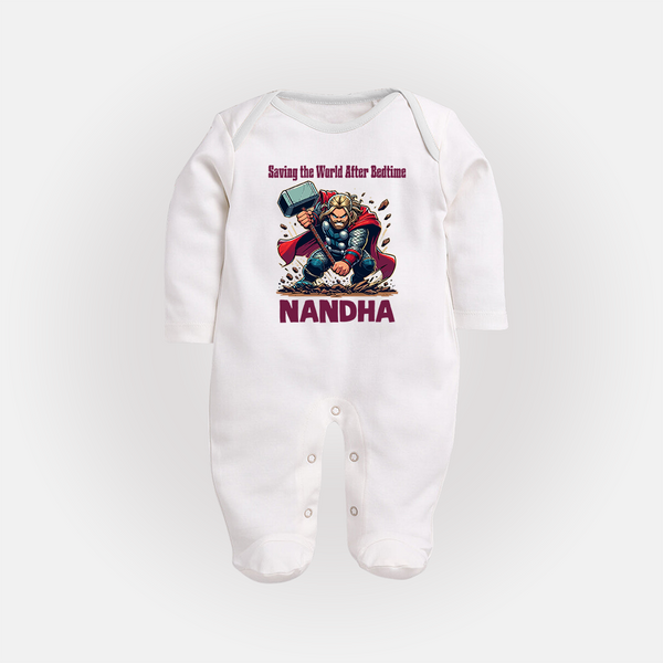  Bedtime World Saver Full Body Suit - WHITE - New Born (Chest 7.5")