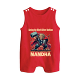  Bedtime World Saver Button Romper - RED - New Born (Chest 18")