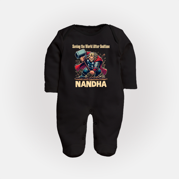  Bedtime World Saver Full Body Suit - BLACK - New Born (Chest 7.5")