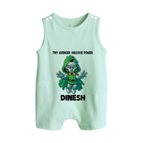  Tiny Avenger Massive Power Button Romper - MINT GREEN - New Born (Chest 18")