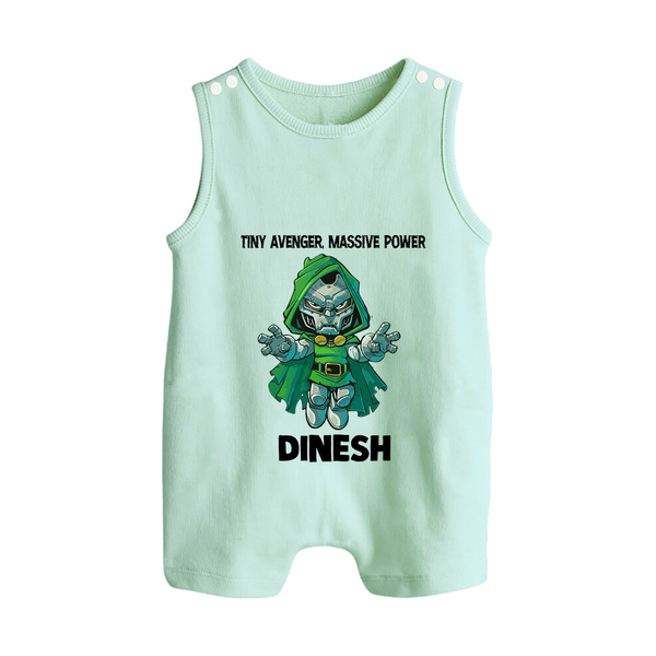  Tiny Avenger Massive Power Button Romper - MINT GREEN - New Born (Chest 18")