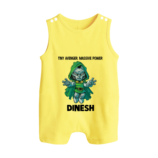  Tiny Avenger Massive Power Button Romper - PASTEL YELLOW - New Born (Chest 18")
