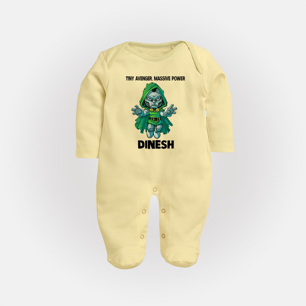 Tiny Avenger Massive Power Full Body Suit - PASTEL YELLOW - New Born (Chest 7.5")