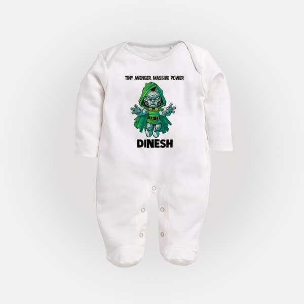  Tiny Avenger Massive Power Full Body Suit - WHITE - New Born (Chest 7.5")