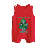  Tiny Avenger Massive Power Button Romper - RED - New Born (Chest 18")