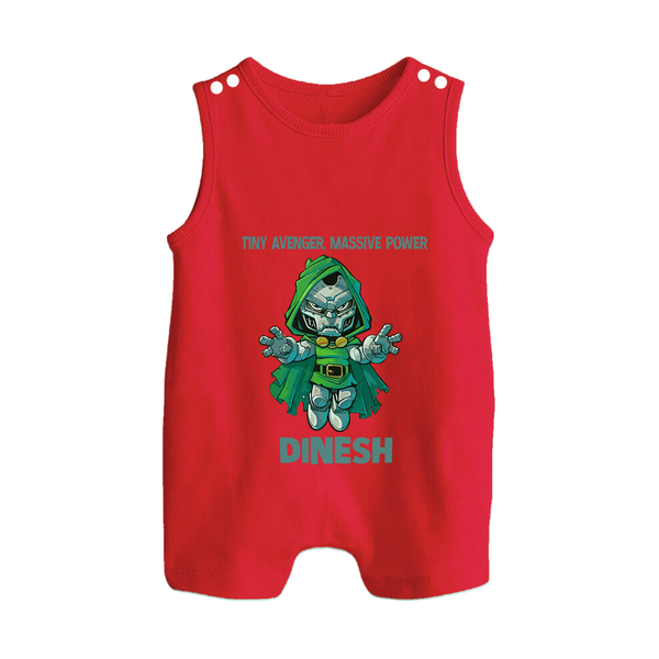  Tiny Avenger Massive Power Button Romper - RED - New Born (Chest 18")