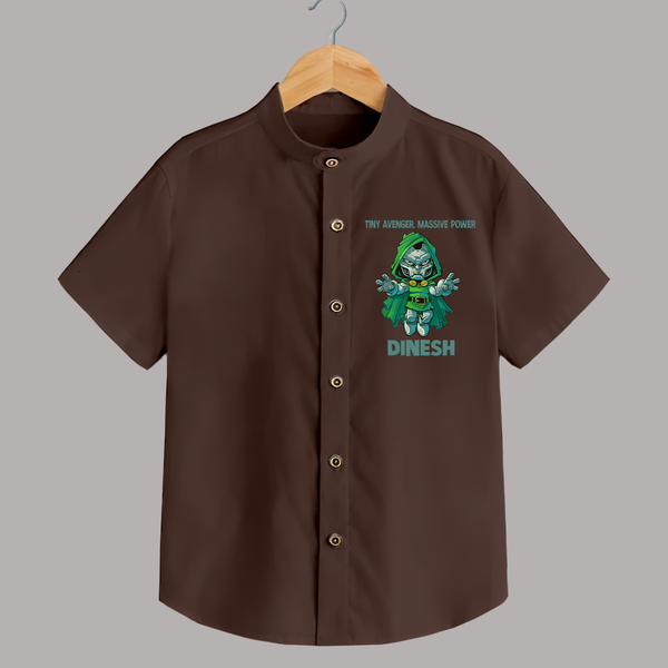  Tiny Avenger Massive Power Shirt - CHOCOLATE BROWN - 0 - 6 Months Old (Chest 23")