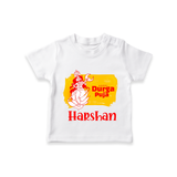 Happy Durga puja - Customized Durga Puja Themed Kids T-Shirt - WHITE - 0-5 Months Old (Chest 17")