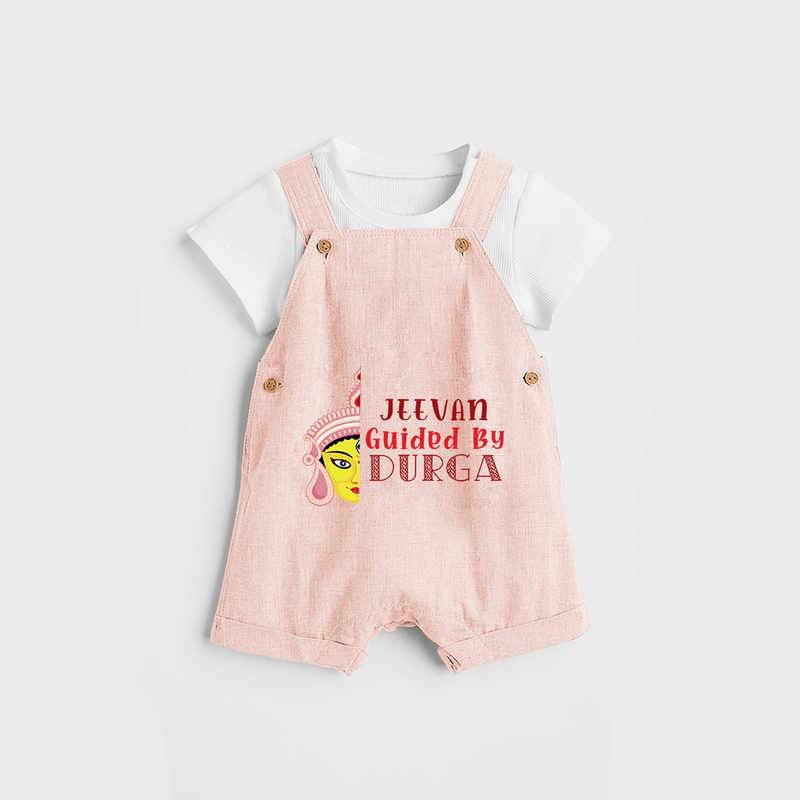 Guided By Durga - Customized Dungaree Set For Kids - PEACH - 0 - 5 Months Old (Chest 18")