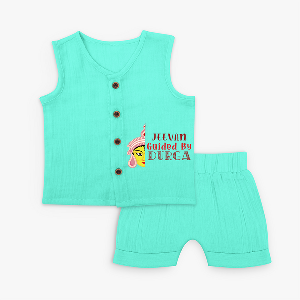 Guided By Durga - Customized Jabla Set For Kids - AQUA GREEN - 0 - 3 Months Old (Chest 9.8")