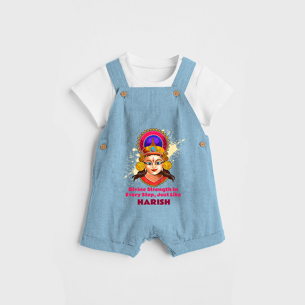 Divine Strength In Every Step - Customized Dungaree Set For Kids - SKY BLUE - 0 - 5 Months Old (Chest 18")