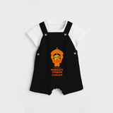 Durga's Power - Customized Dungaree Set For Kids - BLACK - 0 - 5 Months Old (Chest 18")