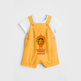 Durga's Power - Customized Dungaree Set For Kids - PASTEL YELLOW - 0 - 5 Months Old (Chest 18")