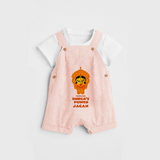 Durga's Power - Customized Dungaree Set For Kids - PEACH - 0 - 5 Months Old (Chest 18")