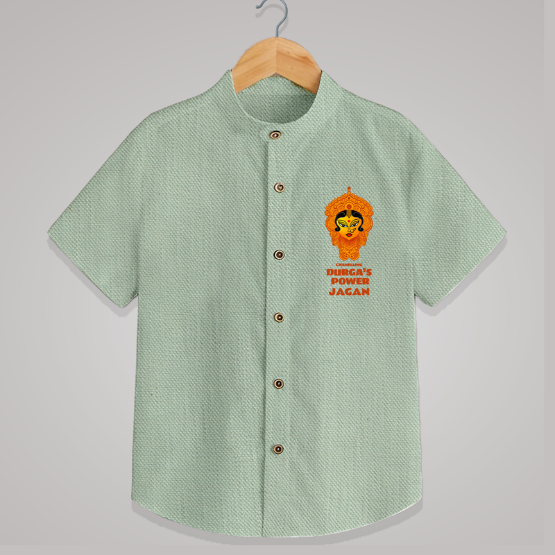 Durga's Power - Customized Shirt For Kids - MINT GREEN - 0 - 6 Months Old (Chest 23")