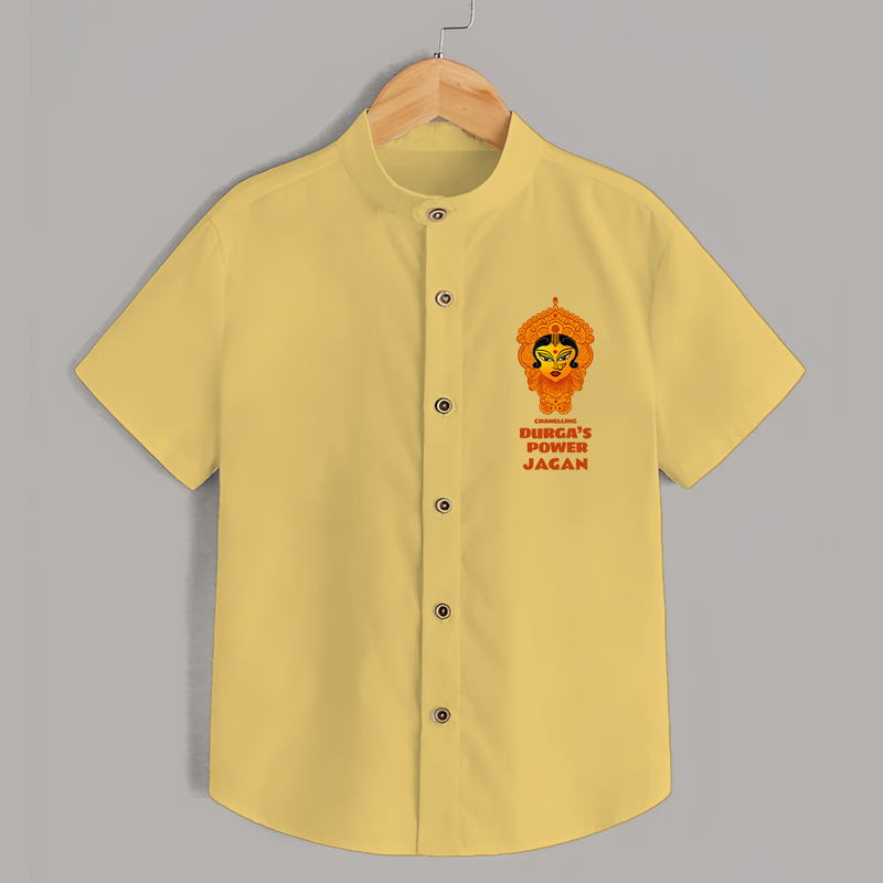 Durga's Power - Customized Shirt For Kids - YELLOW - 0 - 6 Months Old (Chest 23")