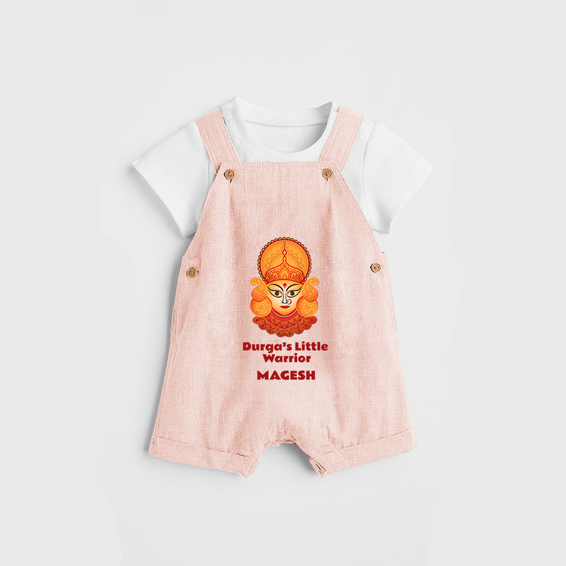 Durga's Little Warrior - Customized Dungaree Set For Kids - PEACH - 0 - 5 Months Old (Chest 18")