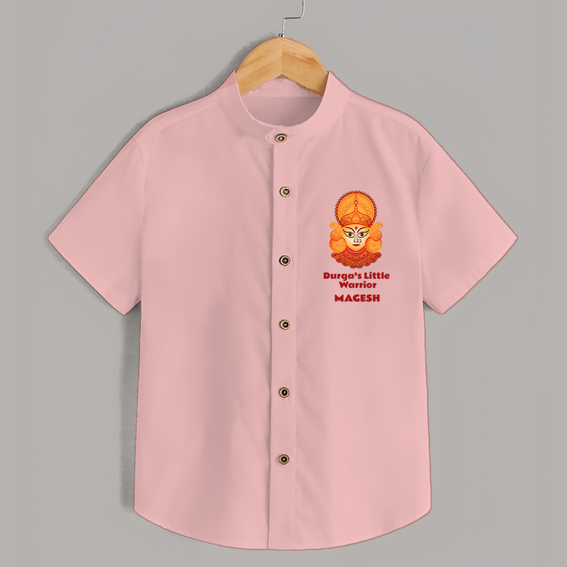 Durga's Little Warrior - Customized Shirt For Kids - PEACH - 0 - 6 Months Old (Chest 23")