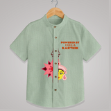 Powered By Durga - Durga Pooja Themed Customized shirt For Boys - MINT GREEN - 0 - 6 Months Old (Chest 23")