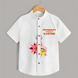 Powered By Durga - Durga Pooja Themed Customized shirt For Boys - WHITE - 0 - 6 Months Old (Chest 23")