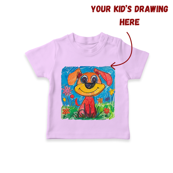 Customized Kids Drawing T-shirt | Personalized T-shirt with Your Child's Artwork - LILAC - 0-5 Months Old (Chest 17")