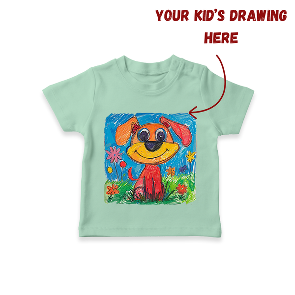 Customized Kids Drawing T-shirt | Personalized T-shirt with Your Child's Artwork - MINT GREEN - 0-5 Months Old (Chest 17")