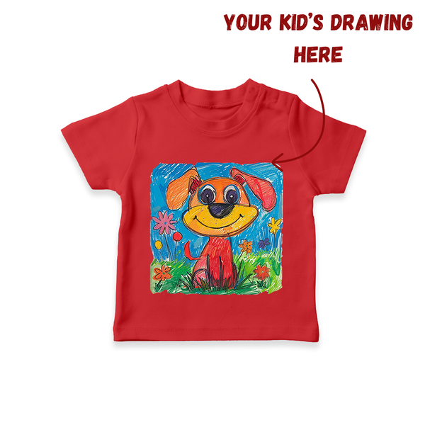 Customized Kids Drawing T-shirt | Personalized T-shirt with Your Child's Artwork - RED - 0-5 Months Old (Chest 17")