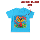 Customized Kids Drawing T-shirt | Personalized T-shirt with Your Child's Artwork - SKY BLUE - 0-5 Months Old (Chest 17")