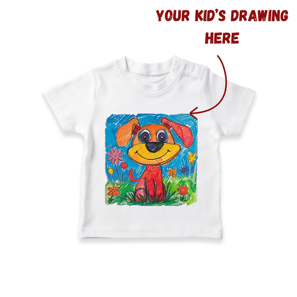 Customized Kids Drawing T-shirt | Personalized T-shirt with Your Child's Artwork - WHITE - 0-5 Months Old (Chest 17")