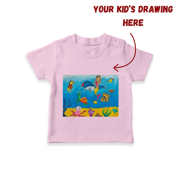 My Child's Art T-shirt | Custom Kids T-shirt with Printable Hand-Drawn Design - BABY PINK - 0-5 Months Old (Chest 17")