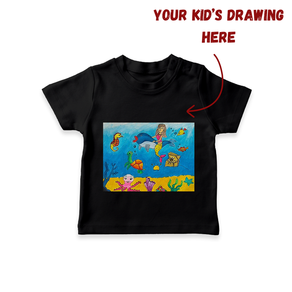 My Child's Art T-shirt | Custom Kids T-shirt with Printable Hand-Drawn Design - BLACK - 0-5 Months Old (Chest 17")
