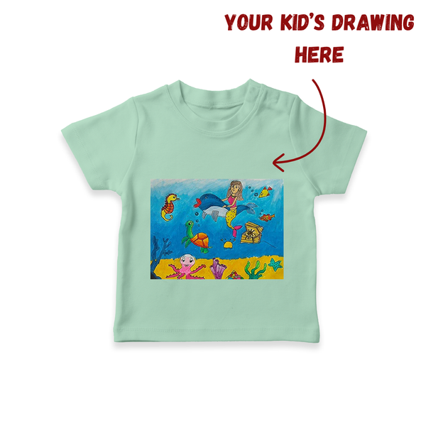 My Child's Art T-shirt | Custom Kids T-shirt with Printable Hand-Drawn Design - MINT GREEN - 0-5 Months Old (Chest 17")
