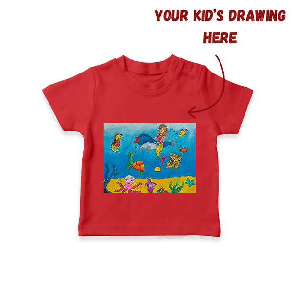 My Child's Art T-shirt | Custom Kids T-shirt with Printable Hand-Drawn Design - RED - 0-5 Months Old (Chest 17")