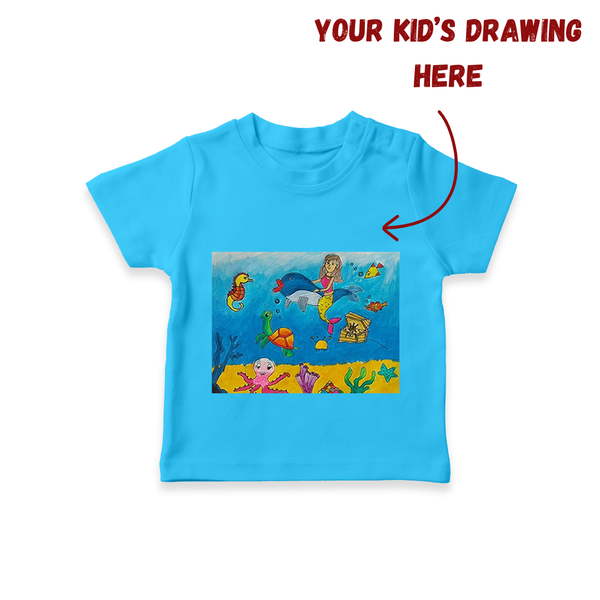 My Child's Art T-shirt | Custom Kids T-shirt with Printable Hand-Drawn Design - SKY BLUE - 0-5 Months Old (Chest 17")