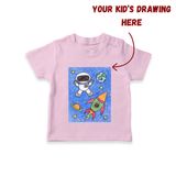 Kids Artwork T-shirt | Custom Kids T-shirt with Personalized Drawing Print - BABY PINK - 0-5 Months Old (Chest 17")