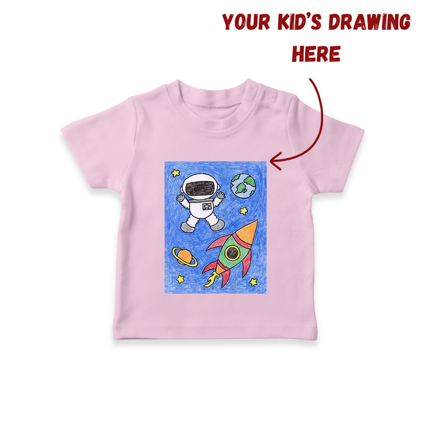 Kids Artwork T-shirt | Custom Kids T-shirt with Personalized Drawing Print - BABY PINK - 0-5 Months Old (Chest 17")