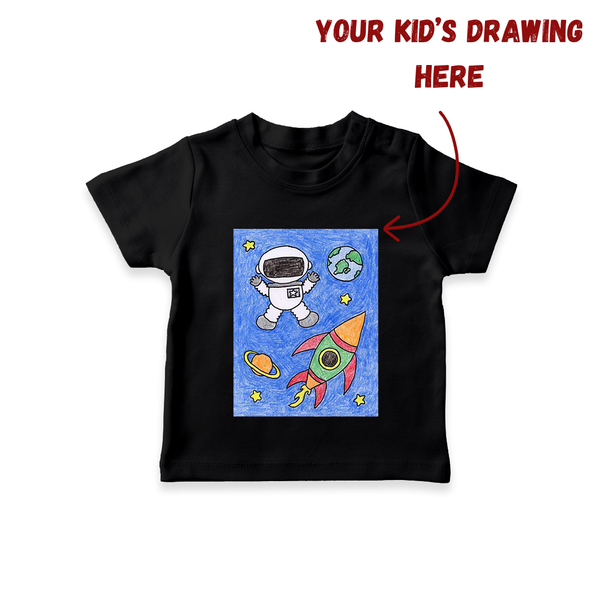 Kids Artwork T-shirt | Custom Kids T-shirt with Personalized Drawing Print - BLACK - 0-5 Months Old (Chest 17")