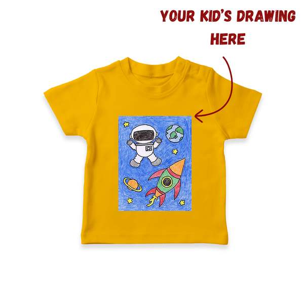 Kids Artwork T-shirt | Custom Kids T-shirt with Personalized Drawing Print - CHROME YELLOW - 0-5 Months Old (Chest 17")