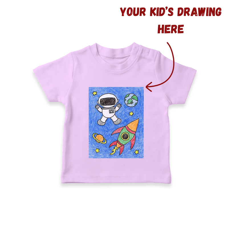 Kids Artwork T-shirt | Custom Kids T-shirt with Personalized Drawing Print - LILAC - 0-5 Months Old (Chest 17")