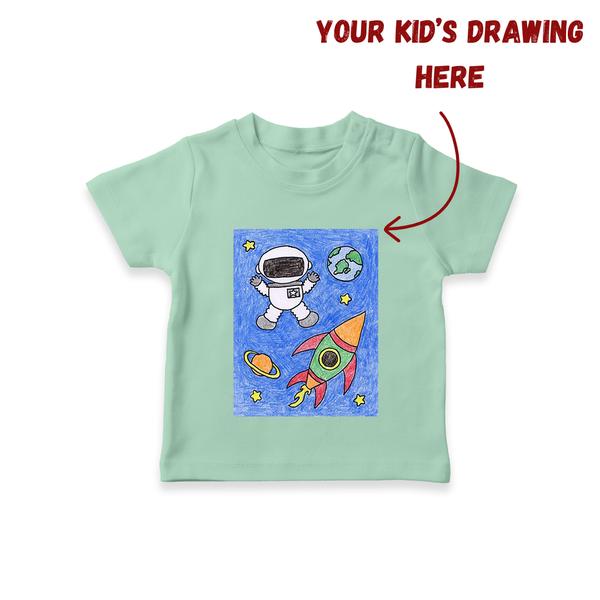 Kids Artwork T-shirt | Custom Kids T-shirt with Personalized Drawing Print - MINT GREEN - 0-5 Months Old (Chest 17")