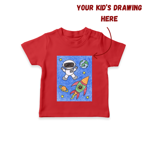 Kids Artwork T-shirt | Custom Kids T-shirt with Personalized Drawing Print - RED - 0-5 Months Old (Chest 17")