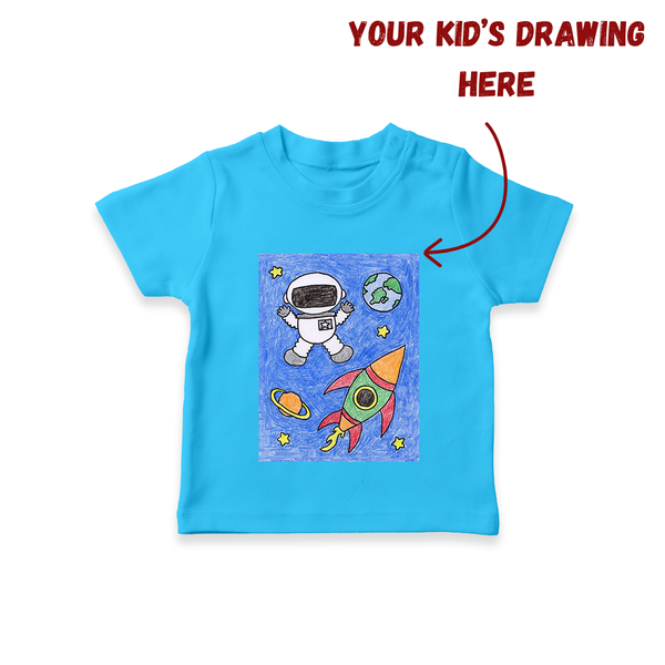 Kids Artwork T-shirt | Custom Kids T-shirt with Personalized Drawing Print - SKY BLUE - 0-5 Months Old (Chest 17")