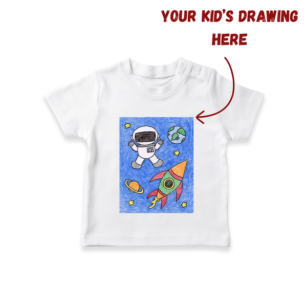 Kids Artwork T-shirt | Custom Kids T-shirt with Personalized Drawing Print - WHITE - 0-5 Months Old (Chest 17")