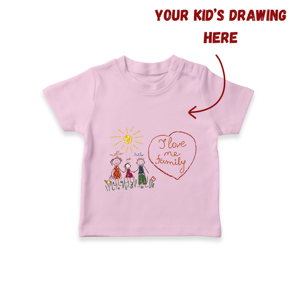 Personalized Kids Drawing T-shirt | Custom T-shirt Featuring Your Child's Creative Artwork - BABY PINK - 0-5 Months Old (Chest 17")