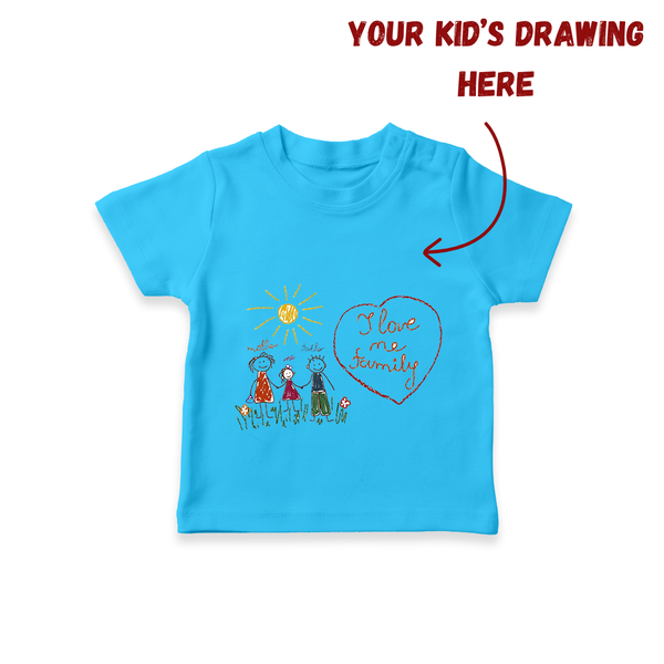 Personalized Kids Drawing T-shirt | Custom T-shirt Featuring Your Child's Creative Artwork - SKY BLUE - 0-5 Months Old (Chest 17")
