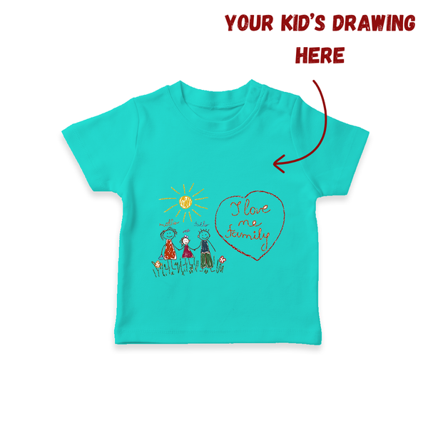 Personalized Kids Drawing T-shirt | Custom T-shirt Featuring Your Child's Creative Artwork - TEAL - 0-5 Months Old (Chest 17")
