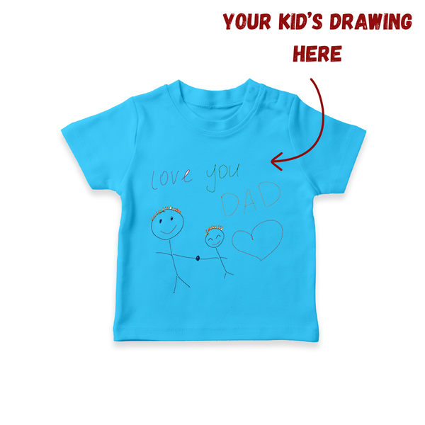 Create Your Own Drawing T-shirt | Personalized Kids T-shirt Featuring Your Child's Art - SKY BLUE - 0-5 Months Old (Chest 17")